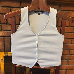 Veronica Beard Pale Blue Ribbed Button-Front Tank Top brand new size xXS